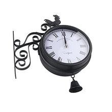 saditesdk Wall Clock, Outdoor Garden Wall Station Clock Double Sided Cockerel Vintage Retro Home Decor，