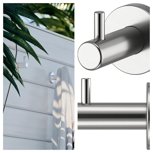 No Worries Products Set of 2 Outdoor Marine Grade 316 Stainless Steel Towel Bathrobe Hooks, Perfect Around The Swimming Pool and Next to Outdoor Shower