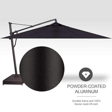 Treasure Garden AKZ PLUS Cantilever Umbrella 10'x13' Rectangular Obravia Navy Canopy and Black Frame with Stationary Base