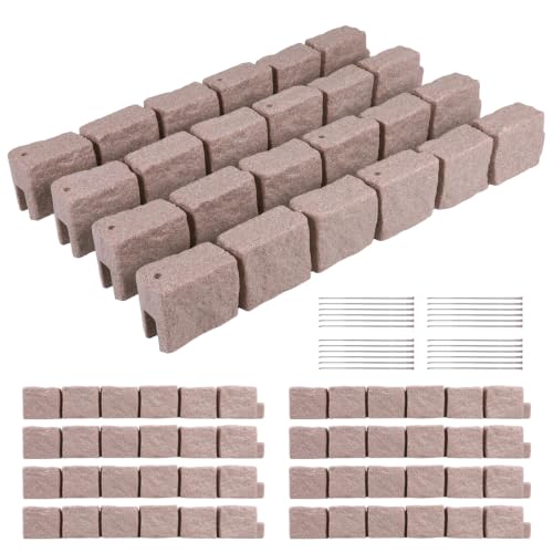 Faux Stone Landscape Edging Border Kit with 24 Spikes (12pcs) for Flower