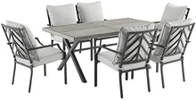 Crosley Furniture Otto 7-Piece Chevron Outdoor Dining Set Matte Black with Gray Cushions