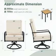 Furnimart 360° Swivel Rocker Patio Chairs Set of 2 with Coffee Table, 3-Piece Patio Furniture Set for Apartment Balcony Small Space, Heavy Duty Metal Outdoor Bistro Set (Beige)