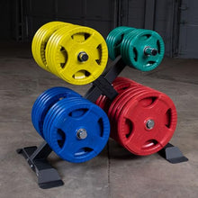 Body-Solid Quad Grip Olympic Rubber Weight Plates Set Multi