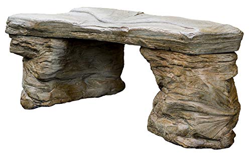 Athena Garden Inc. Cast Stone Petrified Rock Bench Outdoor Garden Decor Natural