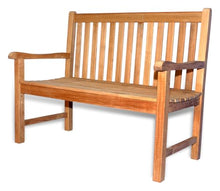 GOLDENTEAK Teak Garden Bench Block Island 4 Ft Outdoor Patio Bench, Premium Grade-A Teak Wood Furniture for Porch, Deck, Lawn & Backyard Seating, Natural Oil Finish, Weather Resistant Bench