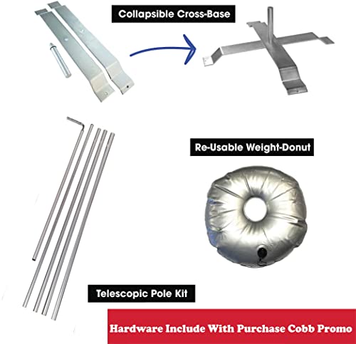 Cobb Promo Rectangle Feather Flag Telescoping Hardware 15ft Pole Kit Pack 9