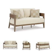 Signature Design by Ashley 1-Piece Wood-Look Outdoor Loveseat with Cushion