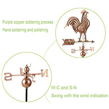 LFFH Rooster Weathervane, Pure Copper Spinner Wind Direction Measuring Instrument Yard Signs for Outdoor Garden Decoration