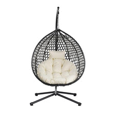 U_STYLE Sturdy Hammock Chair with Stand, Durable Hanging Egg Chair with Rattan Weaving ,Comfortable Indoor Outdoor Swing chairs with Soft Removable Cushion,Suitable for Balcony, Bedroom,or Garden