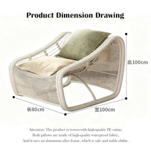 Apk i bc Single Seater Rattan Sofa Chair, Balcony Chair with High-Density Thick Cushion, Indoor/Outdoor Use, Comfortable Reading Nook Armchair, Includes 2 Throw Pillows(Champagne,80 * 100 * 100)