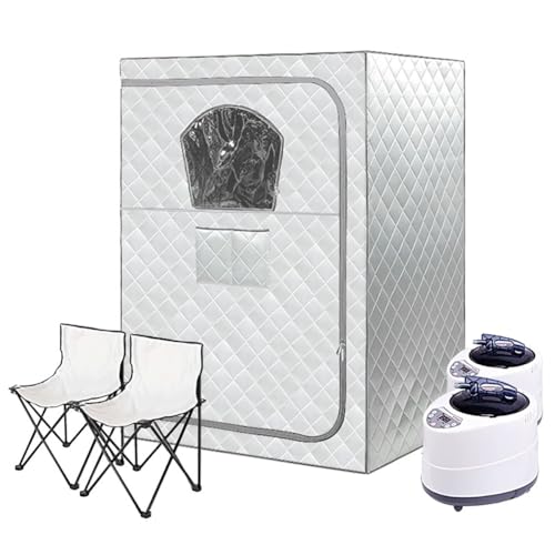 TT-YEL Double Large Steam Sauna Room with Steam Machine, Folding Chair and Remote Control, Family Full Body SPA Sauna Tent, Timer, 9-Speed Adjustment, Foldable Sauna Box,B Double