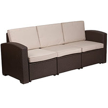 Flash Furniture Faux Rattan Outdoor Sofa, Brown