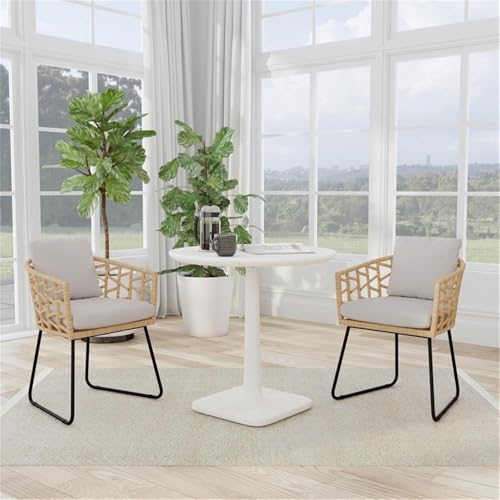 Pemberly Row Outdoor Bistro Table, 31 in Concrete Stone with White Terrazzo Finish, Weather-Proof Modern Tulip Base, Seating for 4, Durable Patio Furniture for Balcony, Garden, or Small Spaces