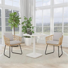 Pemberly Row Outdoor Bistro Table, 31 in Concrete Stone with White Terrazzo Finish, Weather-Proof Modern Tulip Base, Seating for 4, Durable Patio Furniture for Balcony, Garden, or Small Spaces