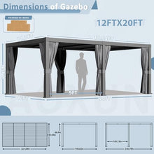 Aoxun Louvered Pergola 12' x 20' Outdoor Aluminum with Adjustable Roof Gray