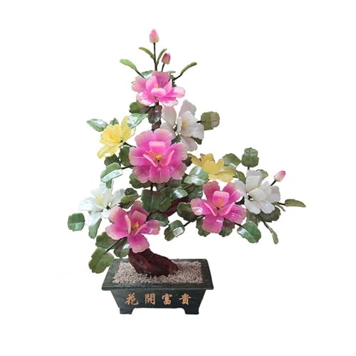YXIANG56Q Fake Plants Chinese Bonsai Indoor Potted Jade for Home Office Desk Bonsai Tree