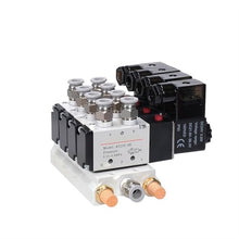 LXWHGSKFK Solenoid Valve Multi-Way Combination 4V210-08 DC12V 24V AC220V with Fittings 5 Port 2 Position Solenoid Valves(Dc24v 10mm Fittings,6 Stations)