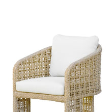 Driftbay Natural Rope Outdoor Dining Chair with White Boucle Cushions