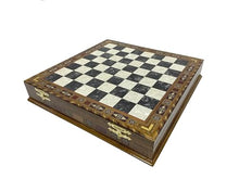 Antochia Crafts 16.5" Large Wooden Chess Set with Mosaic Details and Hand-Painted Pieces Black - Personalizable