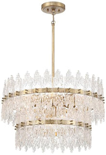 Elsa 23 1/2" Wide Brass with Textured Glass 7-Light Pendant Light Fixture