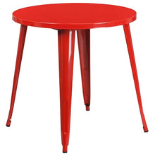 Flash Furniture Commercial Grade 30" Round Red Metal Indoor-Outdoor Table Set with 4 Vertical Slat Back Chairs