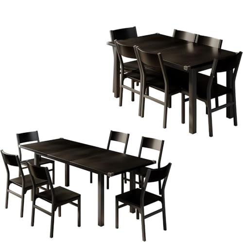 FURUIM2024M Dining Table Dining Table & Chairs Set for 4-8 Extendable Kitchen Table Dining Room Table with Metal Frame MDF Board Table and Chairs Dining(Black)