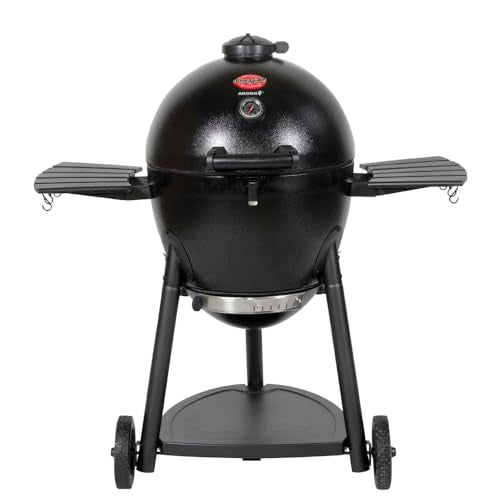 Char-Griller AKORN 20-Inch Kamado Charcoal Grill and Smoker, Triple-Wall Insulated Steel with Cast Iron Grates, Warming Rack and EasyDump Ash Pan, 445 Sq. In. Cooking Area, Black