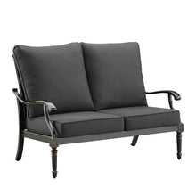 Oakland Living Black Aluminum Patio Deep Seating Outdoor Two Seater Loveseat with Black Cushions