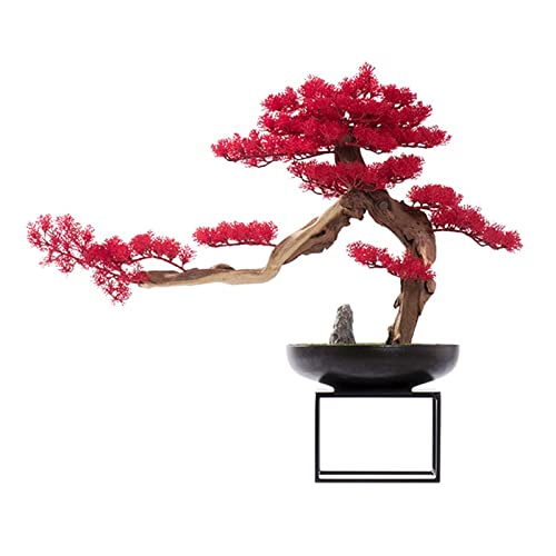 CLoxks Artificial Bonsai Red Artificial Bonsai Pine Tree Welcome Pine Bonsai Ornament Ceramic Potted Plant Modern Luxury Office Living Room Corridor Decoration for Home Office