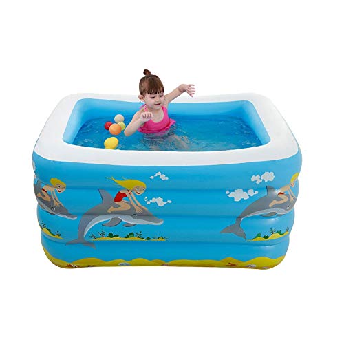 Inflatable Swimming Pool Anti-Slippery Foldable Travel Basin Pool Water Pool Kids Water Play Fun Rectangular Swimming Pool for Summer Family Party Summer Backy