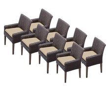TK Classics TKC Venice Wicker Patio Arm Dining Chairs Set of 8 Wheat