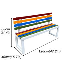 Sunyongfly Outdoor Garden Bench,Park Bench,Steel Frame,Wooden seat,Double Outdoor Bench with backrest, for Squares, Parks, and Residential Areas(Size:120cm)