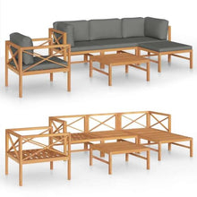 RJPLMFV 6 Piece Teak Patio Lounge Set with Gray Cushions