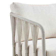 Armen Living Breeze Cream Metal Outdoor Club Chair with Pearl Cushions