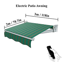Retractable Patio Awning Portable 3x2m Electric Manual Wall Mounted Outdoor Sun Shade Canopy UV Protection Weatherproof Home & Commercial Use