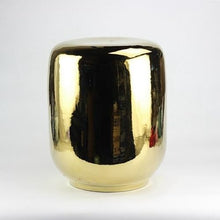 LINKIO Garden Stool Color Glaze Gilded Gold Decorative Garden Stool - Ceramic Cooler & Shoe Storage for Home & Bathroom Ottomans