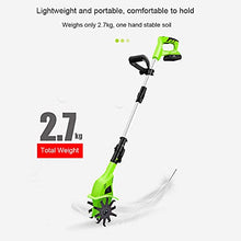 UWYTGF Garden Tiller,Cordless Electric Tiller & Rotavator, Wireless Electric Tiller/Cultivator, 25Cm Tilling Depth, Adjustable Handle, Portable Scarifier Tillers, Ideal Cultivator