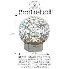 FlowerHouse: Bonfireball Fire Pit - 50" Lotus - Base & Flower Pattern Cover, Stainless Steel, Portable Fire Pit, Outdoor Décor, Patio, Backyard, Beach