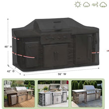 98-inch Island Grill Cover, 600D Oxford Cloth, Heavy Duty Waterproof, Sunproof, All-Weather Protective Cover,Black,98 * 42 * 48inch