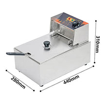 ERoomQ Commercial Fryer, Stainless Steel Fryer with Adjustable Temperature and Temperature Control, Removable Basket and Stainless Steel Lid, for Home and Commercial Use, Easy to r,Single Cylinder
