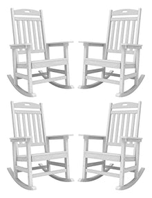 YEFU Outdoor Rocking Chair Set of 4 Heavy Duty White