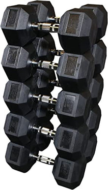 Body-Solid Rubber Coated Hexagon Dumbbells Black