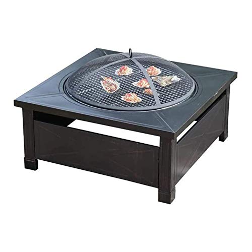 Stove Fire Pit Square Metal Firepit Backyard Patio Garden W/Cover Outdoor Cooking Barbecues