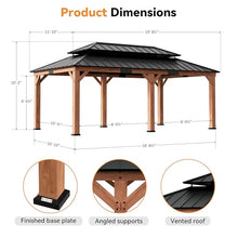 Modern Shade Wood Gazebo 12x20 with Double Galvanized Steel Roof