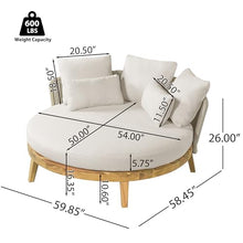 Christopher Knight Home Martin Acacia Wood Round Outdoor Daybed with Cushion, Solid Wood Patio Round Daybed with Rope Woven Accent, Patio Outdoor Sofa Bed, Teak+Beige