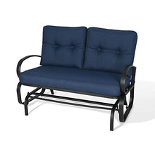 PEAK HOME FURNISHINGS Indoor Outdoor 2-Seat Glider Chair Patio Loveseat Rocking Bench with Cushions (Navy)