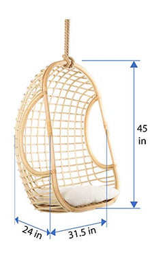 KOUBOO Grid Rattan Hanging Chair, Indoor Hanging Egg Chairs, Swings, Hammock Chairs with Stands for Patio, Bedroom, Adjustable Height Resistant, Natural