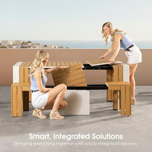 Transformer Extendable Outdoor Dining Table, Light Oak, Natural