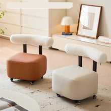 LHHAIUA Ottoman for Bedroom Dorm Footstool 360° Rotating Stool with Velvet Backrest Under Desk Footrest(Grey)