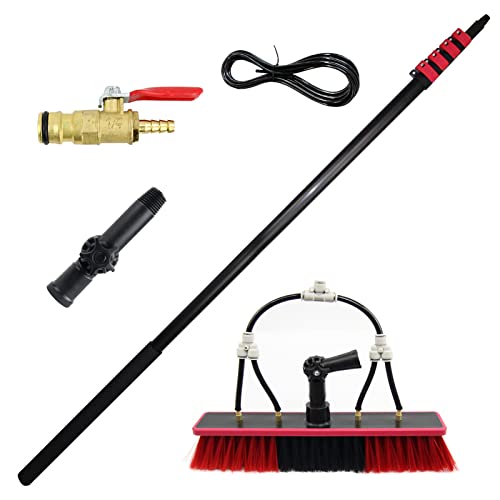 TOOJUN Adjustable Window Cleaning Brush, Water Fed Glass Washing Kit with Extension Pole Portable for Solar Photovoltaic Panel, Car Trucks,6m/20ft